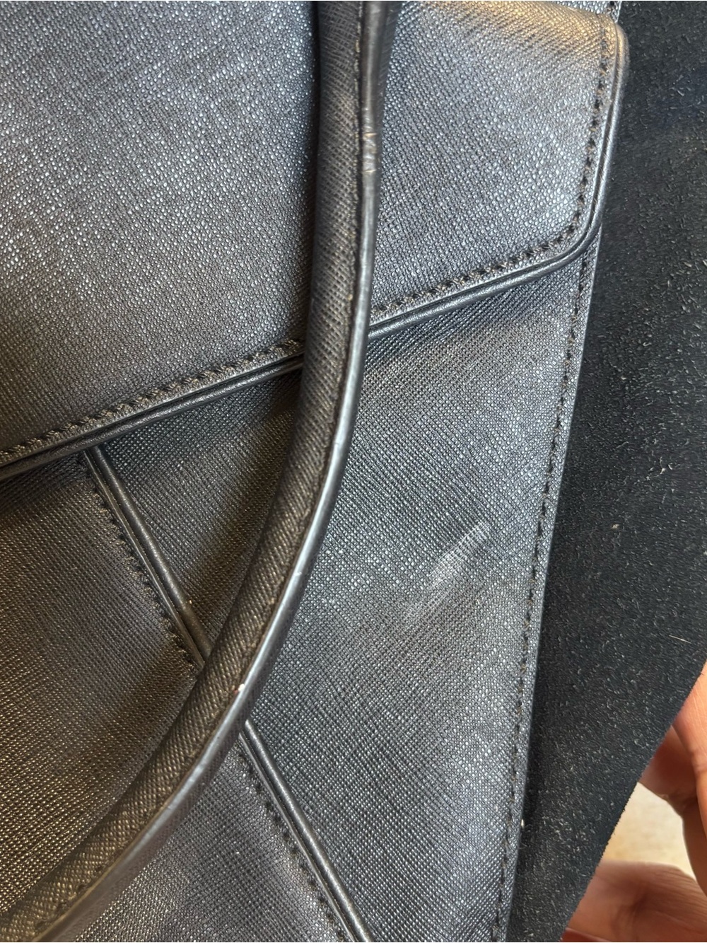 Kate Spade Black Faux Leather & Suede Envelope Shoulder Tote Bag - Picture 4 of 11